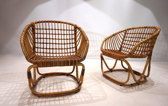 Image 1 of Tito Agnoli Rattan Set For Bonacina, 1960