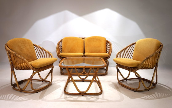 Image 1 of Tito Agnoli Rattan Set For Bonacina, 1960