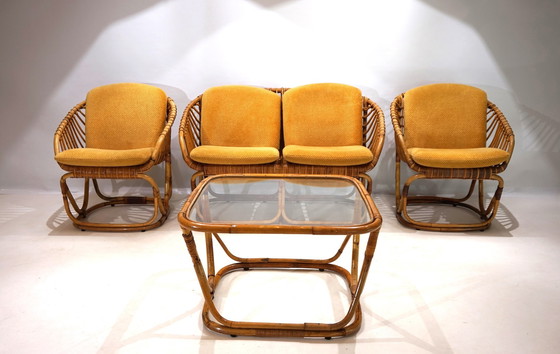 Image 1 of Tito Agnoli Rattan Set For Bonacina, 1960