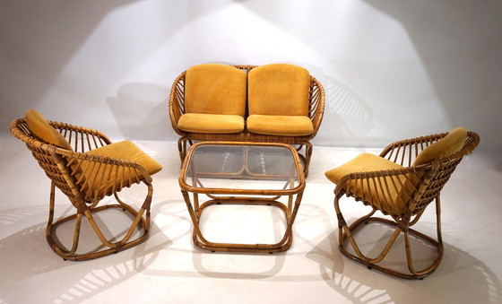 Image 1 of Tito Agnoli Rattan Set For Bonacina, 1960