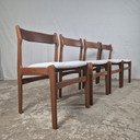 4 sedie da pranzo vintage danesi anni '60 in teak Bouclé anni '60