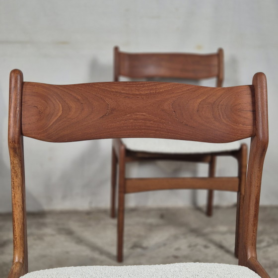 Image 1 of 4 vintage Danish dining chairs 1960s teak Bouclé 60s