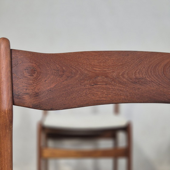 Image 1 of 4 vintage Danish dining chairs 1960s teak Bouclé 60s
