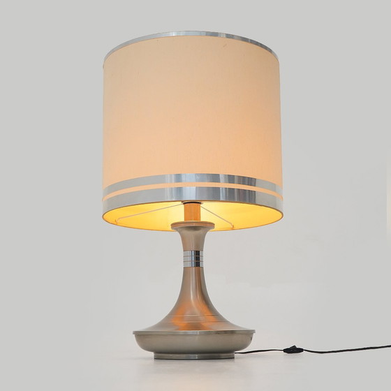 Image 1 of Metal Table Lamp With Fabric Shade, 1970S