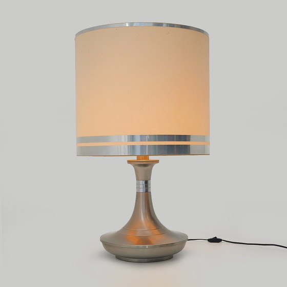 Image 1 of Metal Table Lamp With Fabric Shade, 1970S