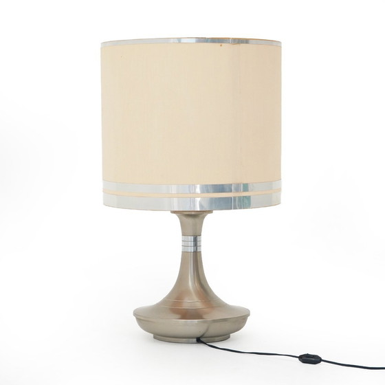 Image 1 of Metal Table Lamp With Fabric Shade, 1970S