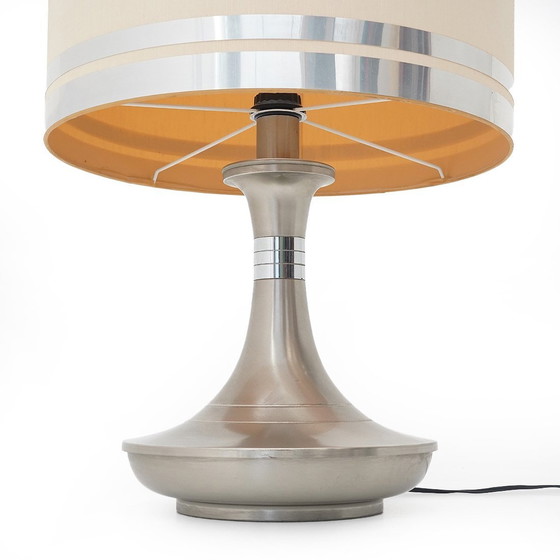 Image 1 of Metal Table Lamp With Fabric Shade, 1970S