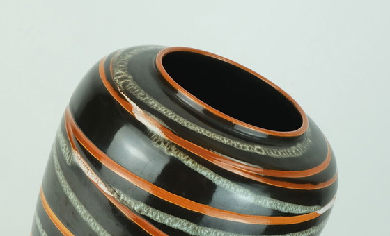 Image 1 of west german 1950s VASE scheurich model 239-30 stripe decor 