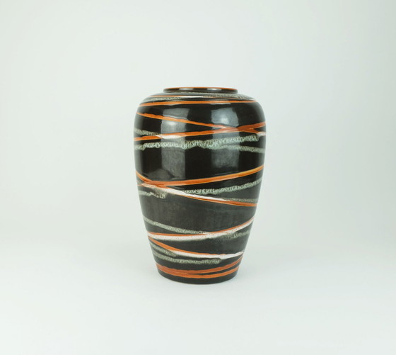 Image 1 of west german 1950s VASE scheurich model 239-30 stripe decor 