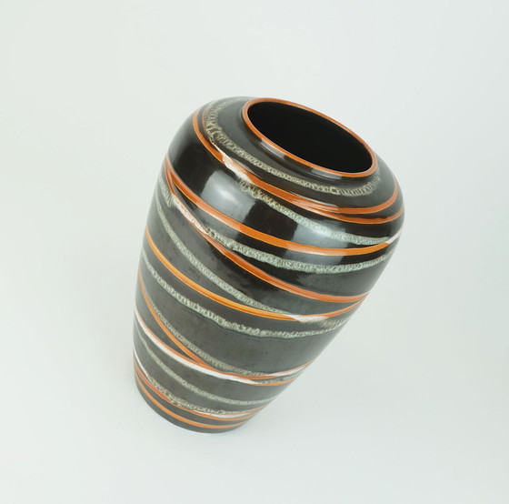 Image 1 of west german 1950s VASE scheurich model 239-30 stripe decor 