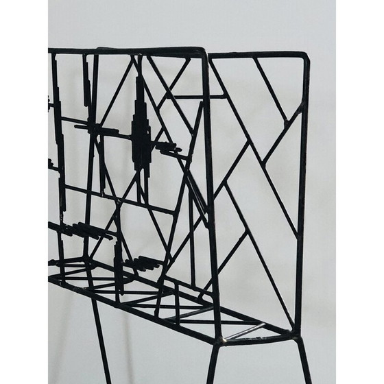 Image 1 of Vintage black metal magazine rack, France 1950