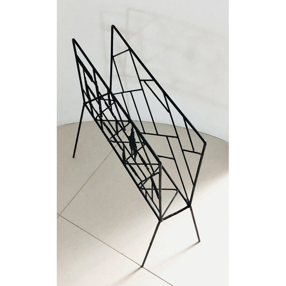 Image 1 of Vintage black metal magazine rack, France 1950