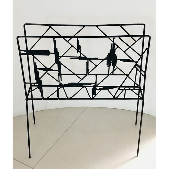 Image 1 of Vintage black metal magazine rack, France 1950