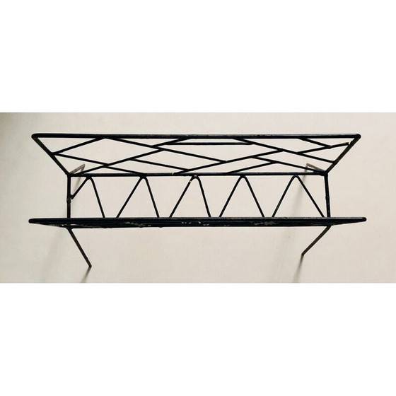 Image 1 of Vintage black metal magazine rack, France 1950