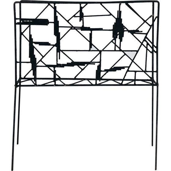 Image 1 of Vintage black metal magazine rack, France 1950
