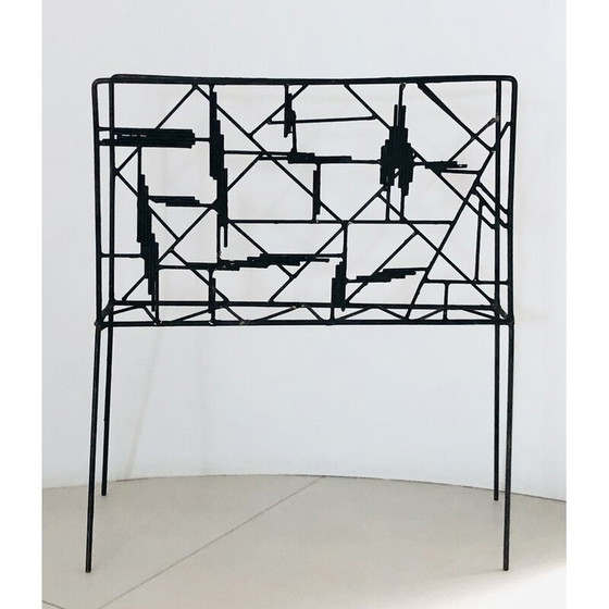 Image 1 of Vintage black metal magazine rack, France 1950