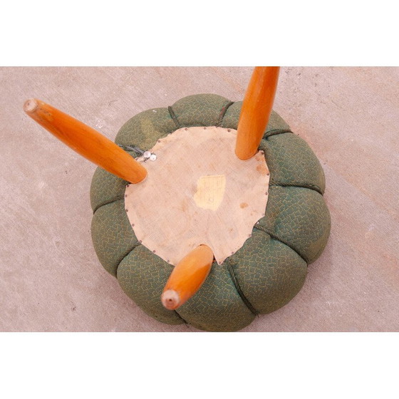 Image 1 of Vintage Art Deco pouf in beech wood and fabric, Czechoslovakia 1940