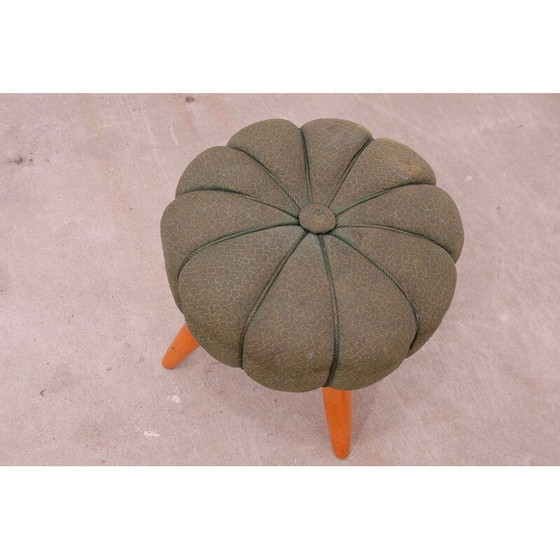 Image 1 of Vintage Art Deco pouf in beech wood and fabric, Czechoslovakia 1940