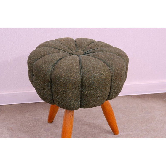 Image 1 of Vintage Art Deco pouf in beech wood and fabric, Czechoslovakia 1940