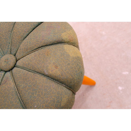 Image 1 of Vintage Art Deco pouf in beech wood and fabric, Czechoslovakia 1940