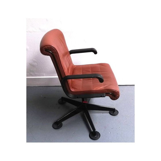 Image 1 of Vintage leather office chair with arms by Sapper for Knoll
