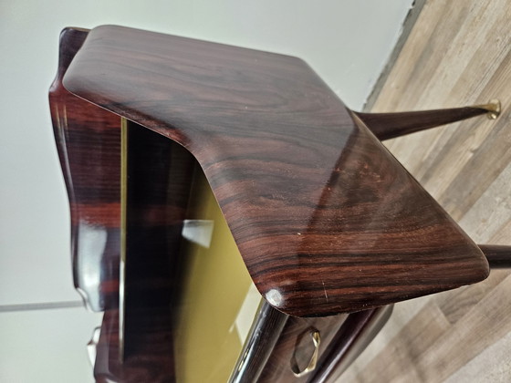 Image 1 of Pair Of 1950S Design Bedside Tables In Mahogany Burl