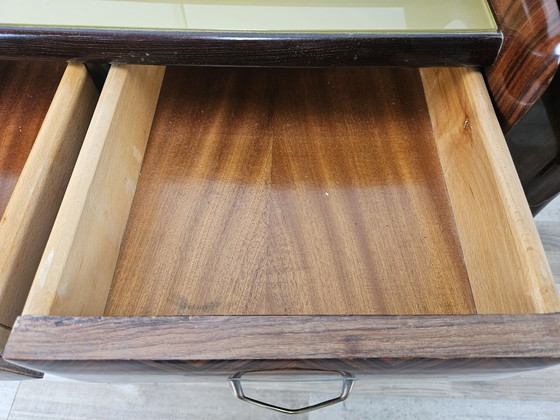 Image 1 of Pair Of 1950S Design Bedside Tables In Mahogany Burl