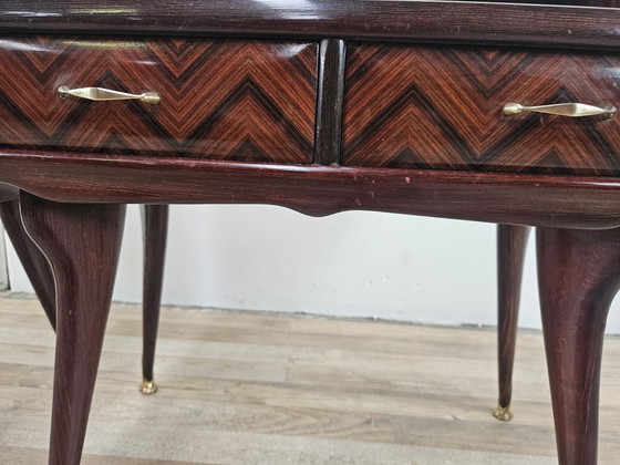 Image 1 of Pair Of 1950S Design Bedside Tables In Mahogany Burl