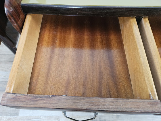 Image 1 of Pair Of 1950S Design Bedside Tables In Mahogany Burl