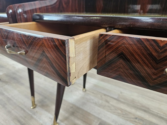 Image 1 of Pair Of 1950S Design Bedside Tables In Mahogany Burl