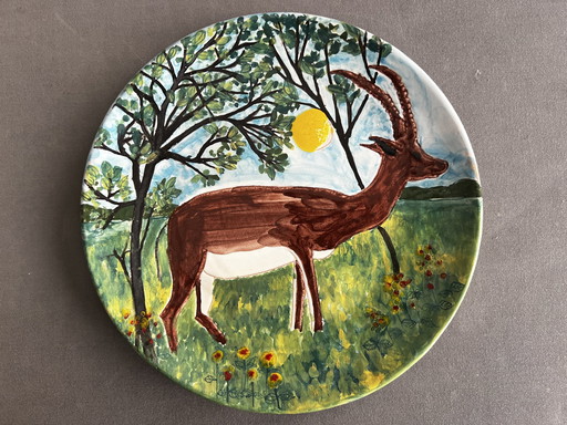 Giuseppe Mazzotti, Albisola, Painted And Signed Plate From 1970