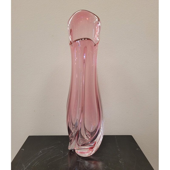 Image 1 of Vintage crystal pot by Jarrón Rosa René Delvenne for Val Saint Lambert, Belgium 1960