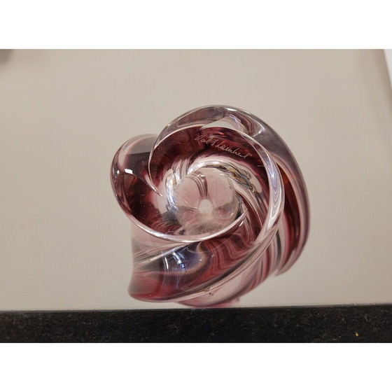 Image 1 of Vintage crystal pot by Jarrón Rosa René Delvenne for Val Saint Lambert, Belgium 1960