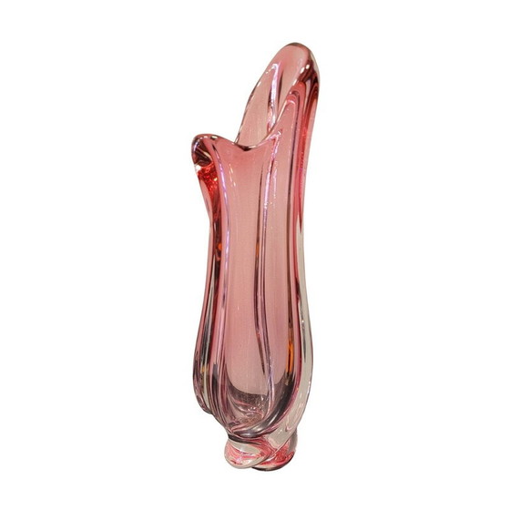 Image 1 of Vintage crystal pot by Jarrón Rosa René Delvenne for Val Saint Lambert, Belgium 1960