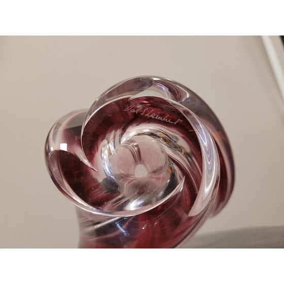 Image 1 of Vintage crystal pot by Jarrón Rosa René Delvenne for Val Saint Lambert, Belgium 1960