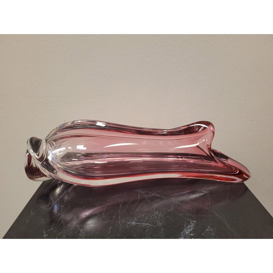 Image 1 of Vintage crystal pot by Jarrón Rosa René Delvenne for Val Saint Lambert, Belgium 1960