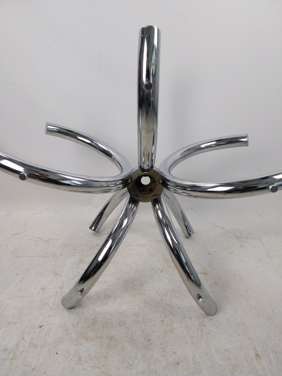 Image 1 of 1 X Chrome Steel Coffee Table With Smoked Glass Top 110Cm.