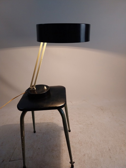 1 X Hala Zeist Black White Metal Desk Lamp 1960'S