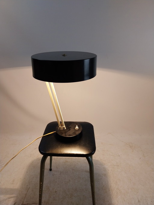 1 X Hala Zeist Black White Metal Desk Lamp 1960'S