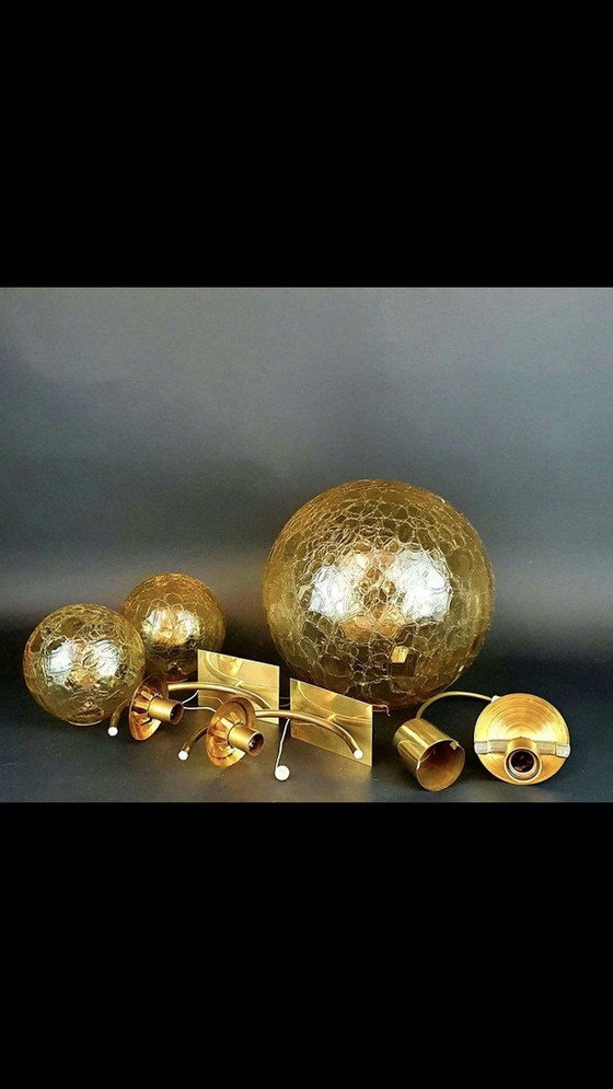 Image 1 of 3x Space Age frosted glass lamps