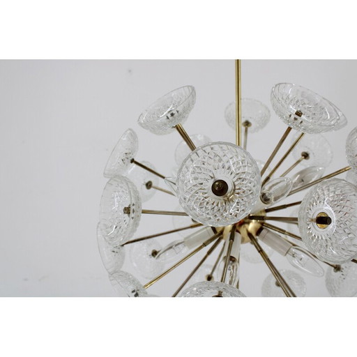 Vintage glass Dandelion chandelier by Kamenicky Senov, Czechoslovakia 1970s