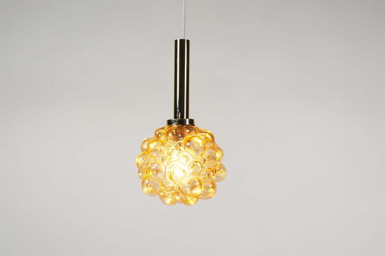 Image 1 of 1X Amber Bubble Glass Pendant Light By Helena Tynell For Glashutte Limburg