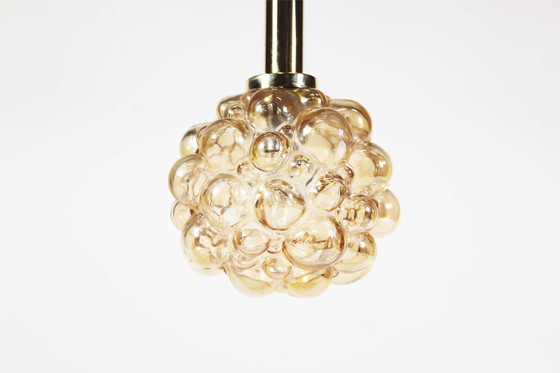 Image 1 of 1X Amber Bubble Glass Pendant Light By Helena Tynell For Glashutte Limburg