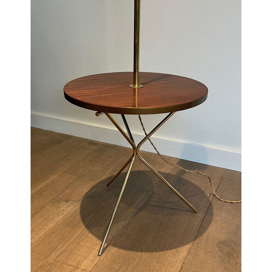Image 1 of Vintage brass and mahogany floor lamp, 1940