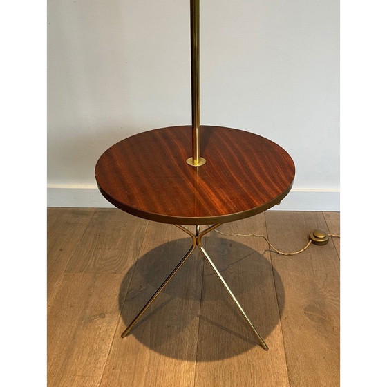 Image 1 of Vintage brass and mahogany floor lamp, 1940