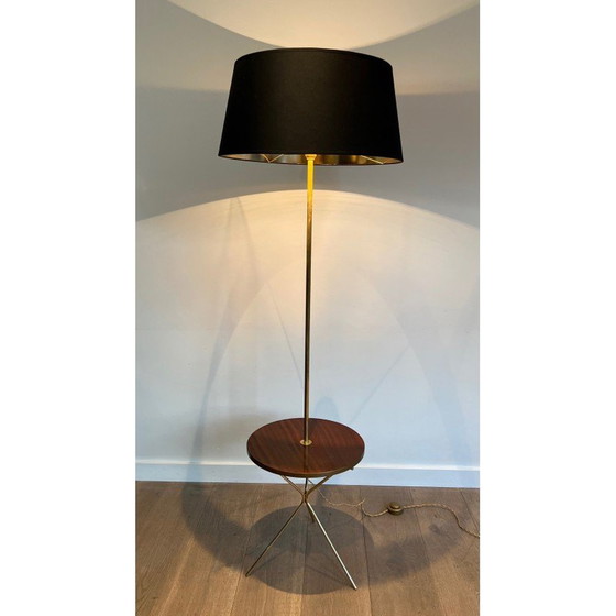 Image 1 of Vintage brass and mahogany floor lamp, 1940