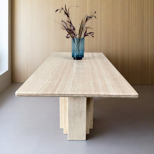 Travertine dining room table vintage italian design