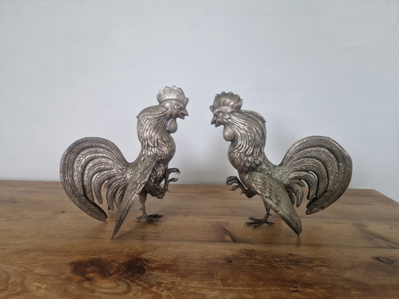 Image 1 of Silverplated Roosters Table Pieces