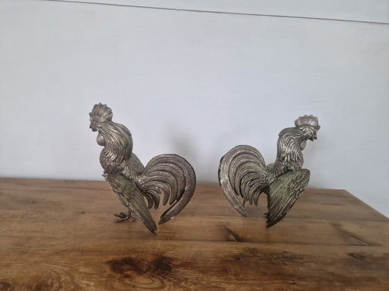 Image 1 of Silverplated Roosters Table Pieces