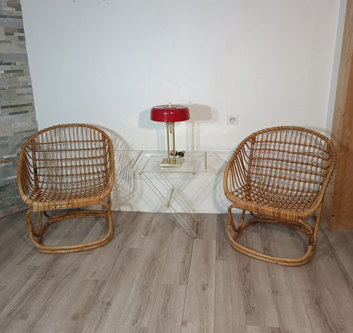 Bamboo Armchairs in the Taste of Tito Agnoli 1960s